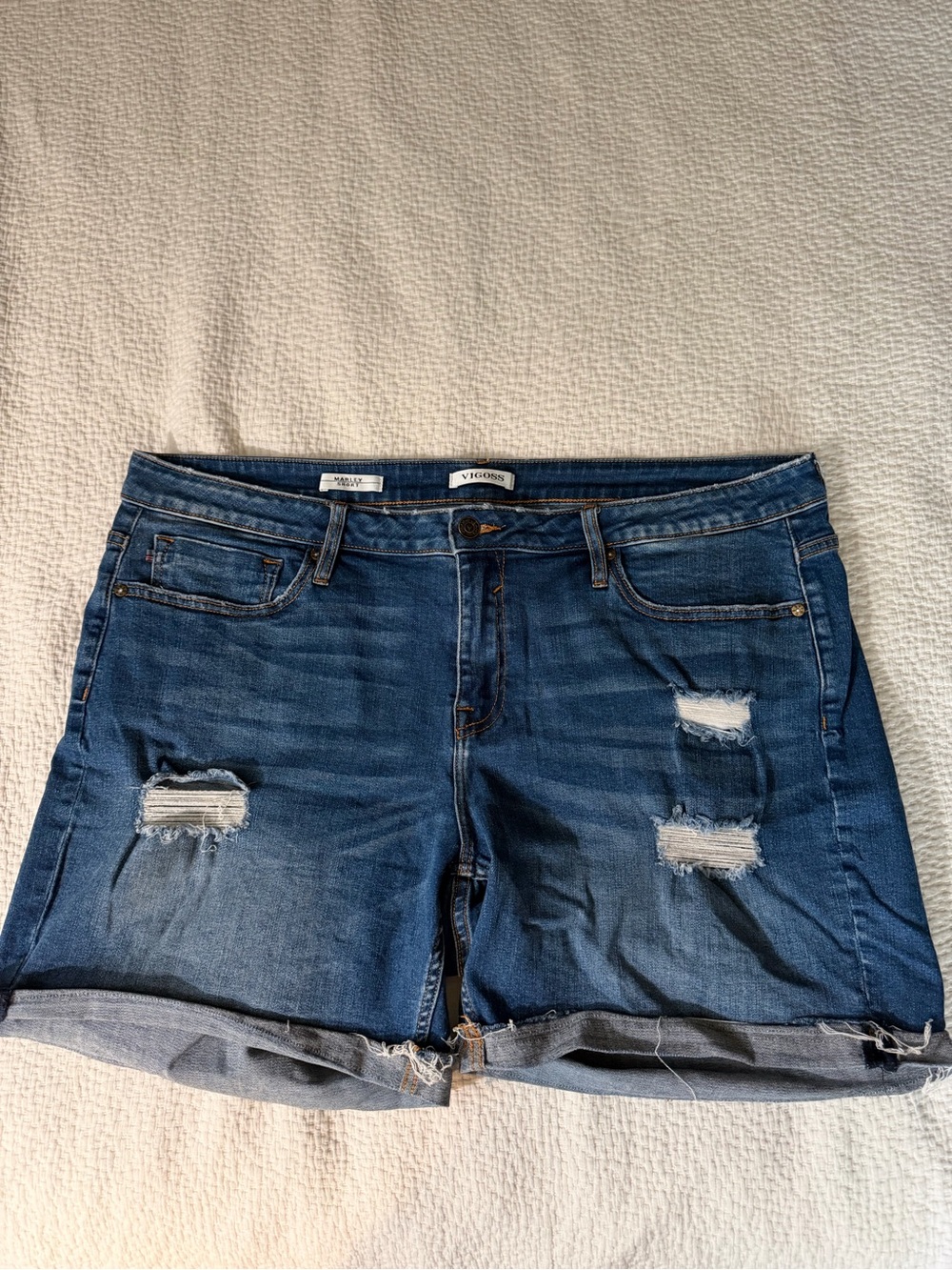 Vigoss Medium Wash Distressed Denim Shorts